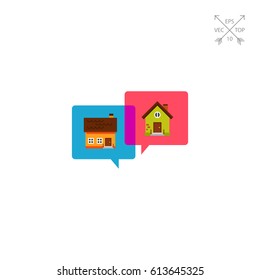 Houses in speech bubbles