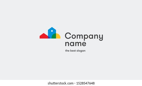 Houses town silhouettes design vector template. Development company. Logotype concept buildings icon.