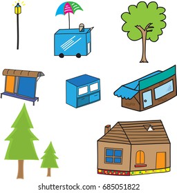  houses and trees