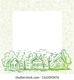 Houses and trees. Vector illustration