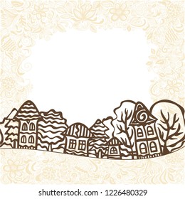 Houses and trees. Vector illustration