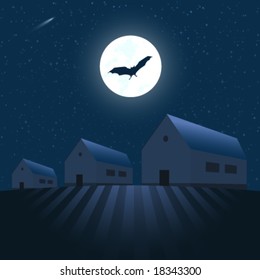 Houses under the stars - vector illustration