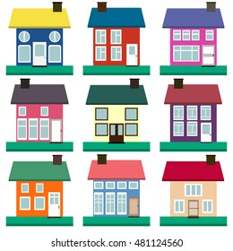 Houses vector icons set. Isolated on white background. 