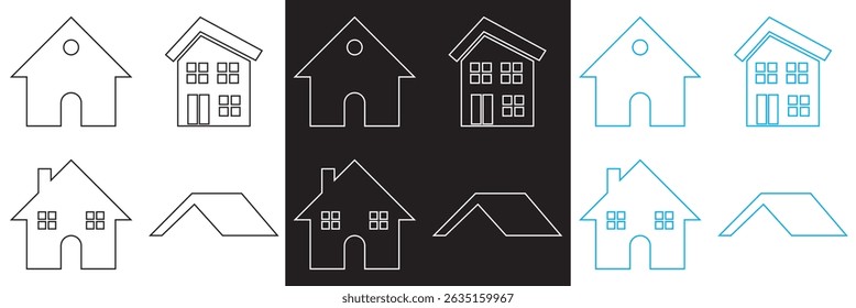 Houses vector icons set . Vector for websites, mobile interfaces, presentations, banner, visual branding etc. Vector illustration. isolated on white and black background. EPS 10
