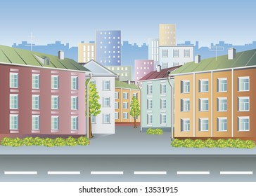 Houses vector. Old city.