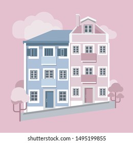 Houses with Windows and trees