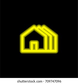 Houses yellow glowing neon ui ux icon. Glowing sign logo vector