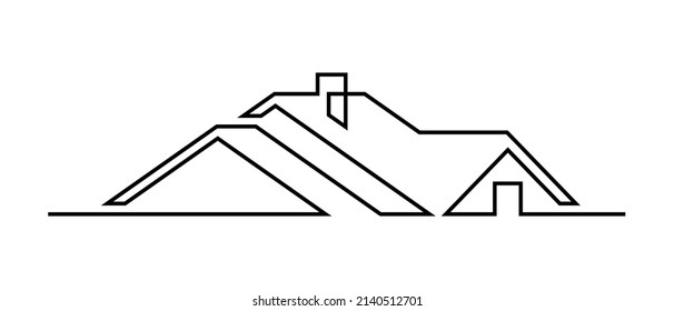 Housetop in continuous line