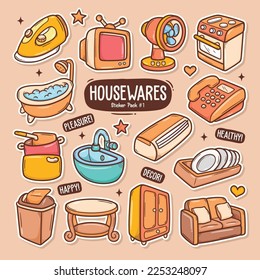 Housewares Cute Doodle Vector Sticker Collection