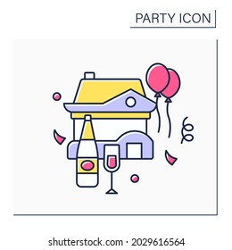 Housewarming color icon. Celebration in honor of buying new residence. Celebrating concept. Isolated vector illustration