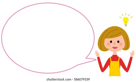 housewife with blank text bubble,Balloon