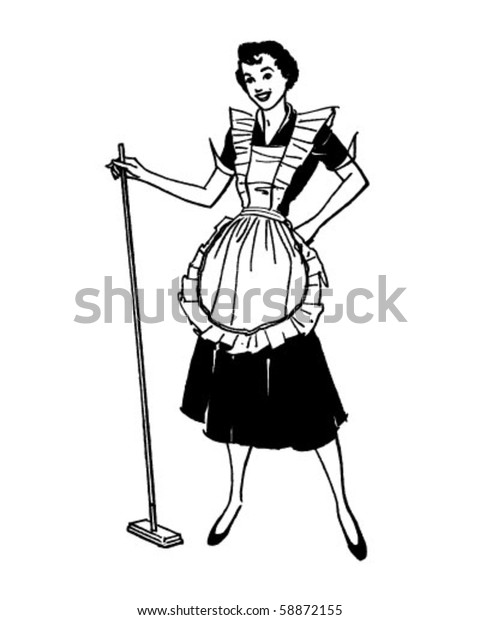 Housewife Broom Retro Clip Art Stock Vector (Royalty Free) 58872155