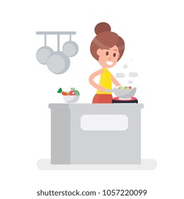 Housewife cooking in the kitchen 