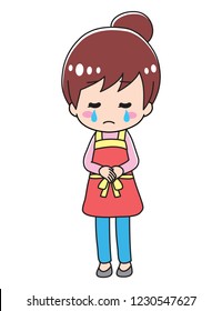 Housewife crying and grieving