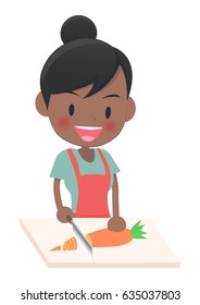 Housewife cutting carrots