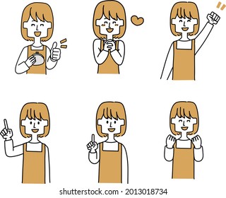 Housewife facial expression variation set
