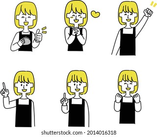 Housewife facial expression variation set