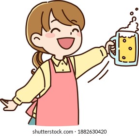 Housewife and female nursery teacher Toasting woman