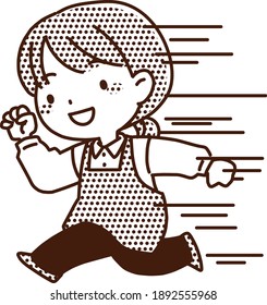 Housewife and female nursery teacher Woman running with a smile