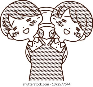 Housewife and female nursery teacher Woman expressing joy