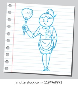 Housewife holding duster