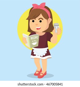 housewife holding recipe book