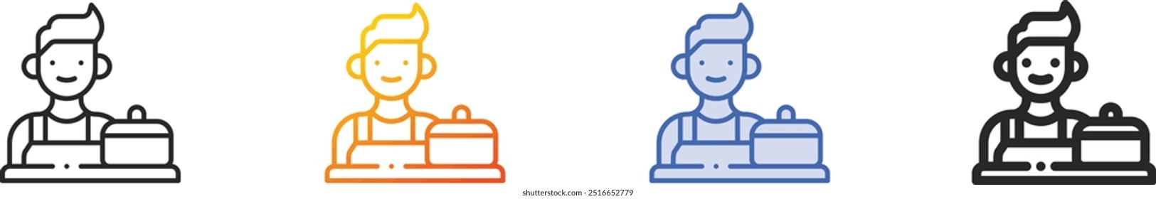 housewife icon.Thin Linear, Gradient, Blue Stroke and bold Style Design Isolated On White Background
