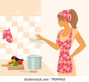 housewife in the kitchen