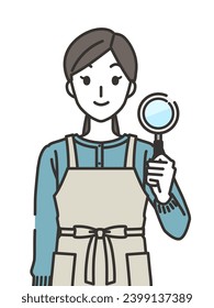 housewife with a magnifying glass