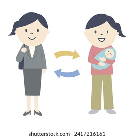 housewife, mother, office worker, life, baby, cope with both