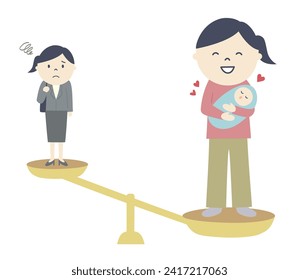 housewife, mother, office worker, life, baby, cope with both