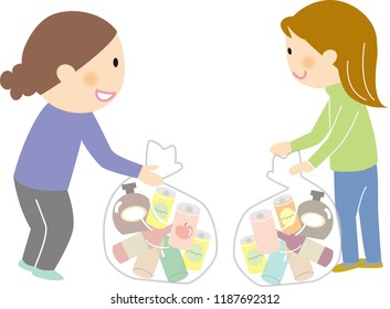 Housewife picking up garbage