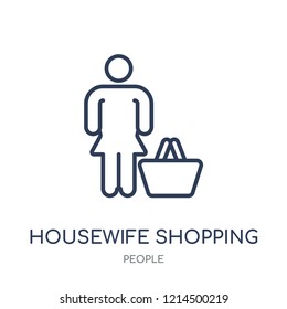 Housewife shopping icon. Housewife shopping linear symbol design from People collection. Simple outline element vector illustration on white background.