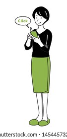 A housewife using a smartphone.