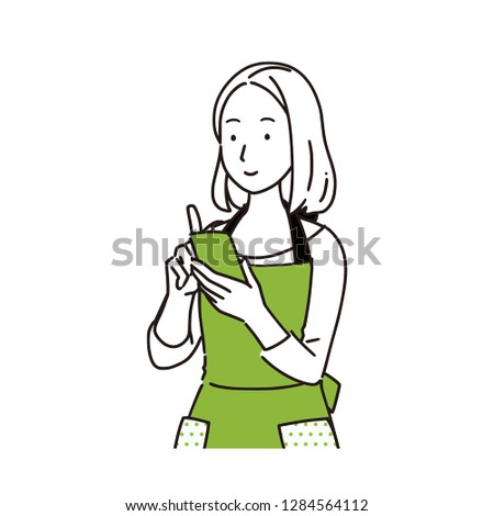 A housewife using a smartphone.