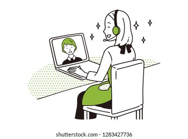 A housewife using a WEB camera.