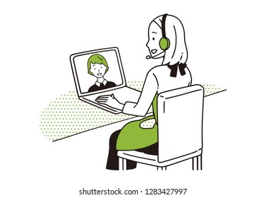 A housewife using a WEB camera.