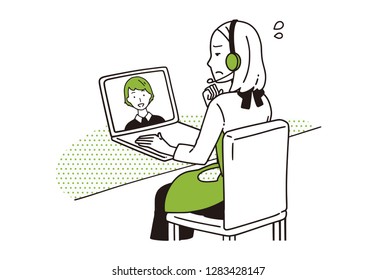 A housewife using a WEB camera.