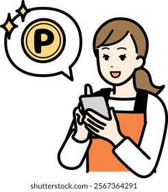 Housewife who earns points with her smartphone.