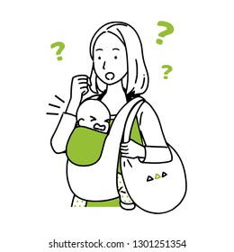 A housewife who goes shopping with a baby.