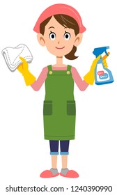 
Housewife woman cleaning household chores