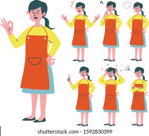 housewife woman emotion illustration set