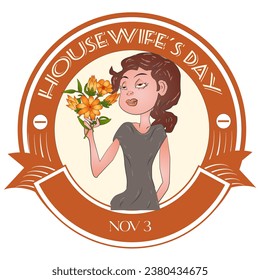 Housewife's Day Vector Sign and Badge