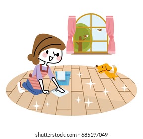 Housewives to clean the floor.