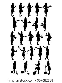 Housewives and Maids vector silhouettes