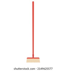 Housework cleaning broom. Cleaning service equipment, sweeping tool vector illustration