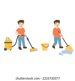 
Ilustración de los trabajadores domésticos y de limpieza