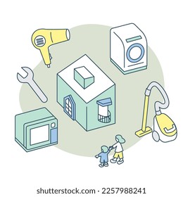 Hausarbeit, Haushaltsgeräte und Zeitersparnis