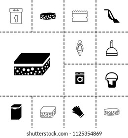 Housework icon. collection of 13 housework filled and outline icons such as vacuum cleaner, dustpan, sponge, gloves, bucket. editable housework icons for web and mobile.