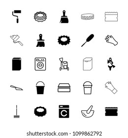 Housework icon. collection of 25 housework filled and outline icons such as washing machine, sponge, dust brush, maid, brush. editable housework icons for web and mobile.